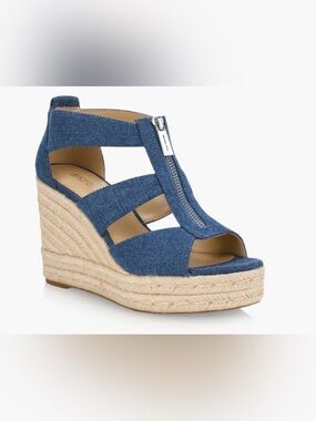 Michael Kors Etta Denim Wedge Espadrille Sandals Size 8.5 BNWOT